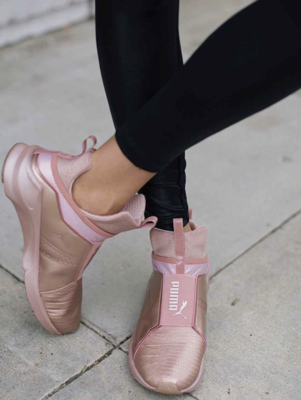 PUMA Forever Fierce Slip-On Sneakers in Metallic Pink